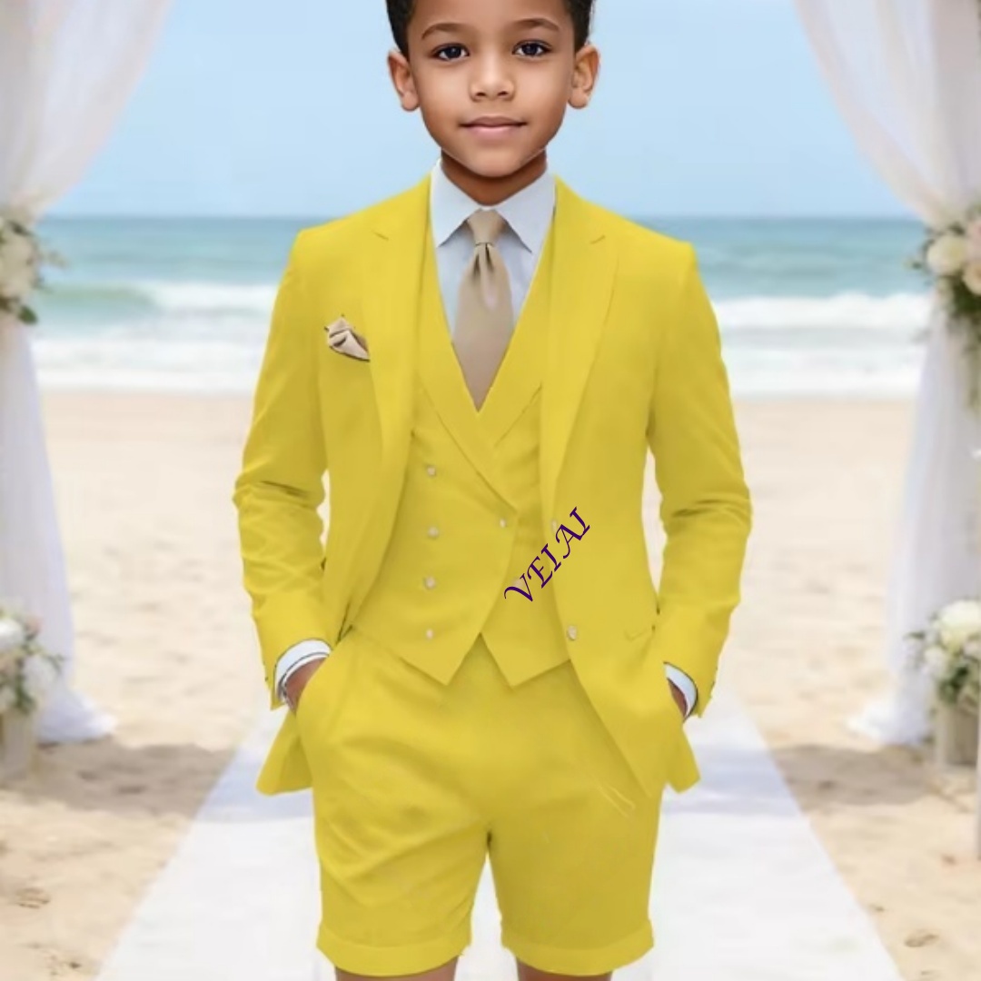 Event & Party Supply - Boys' Custom Classic 3-Piece Linen Suit,