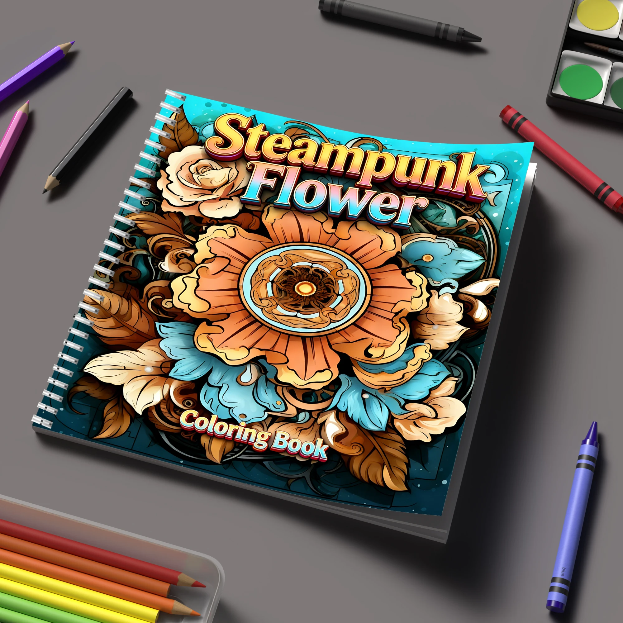 Event Supplies - Coloring Book Steampunk Flowers for Adult