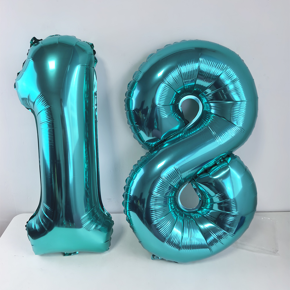 32inch Teal Blue Number 18 Bal - Balloon Pump Hand ulasan dan harga