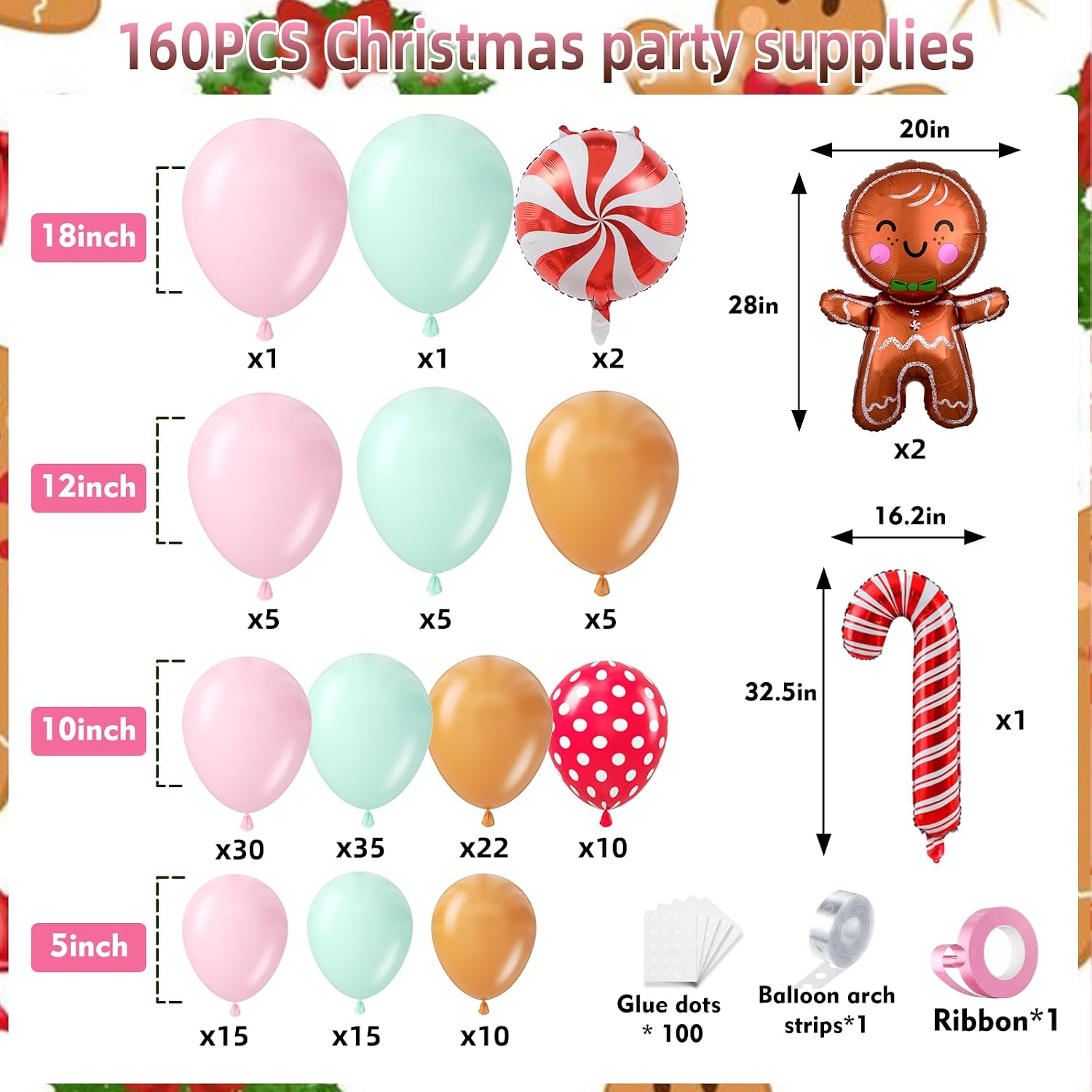 160Pcs Christmas Balloon Arch  - Balloon Arch Kit ulasan dan harga