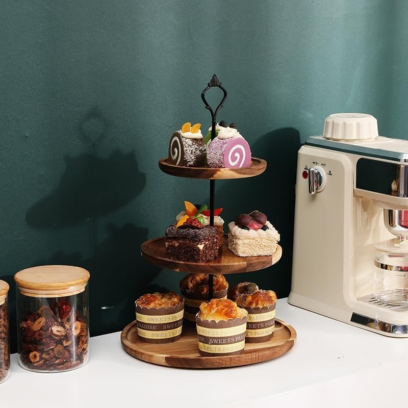 3Tier Cake Stand Acacia Wooden - Cupcake Stand Tier ulasan dan harga