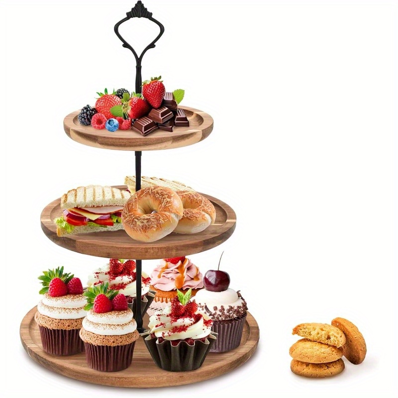 3Tier Cake Stand Acacia Wooden - Cupcake Stand Tier ulasan dan harga