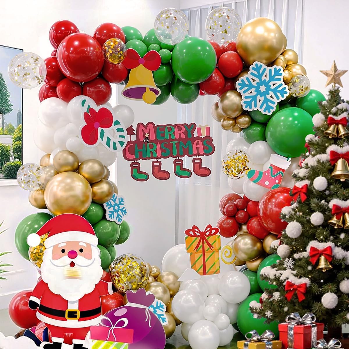 Red White Green and Gold Ballo - Balloon Arch Kit ulasan dan harga