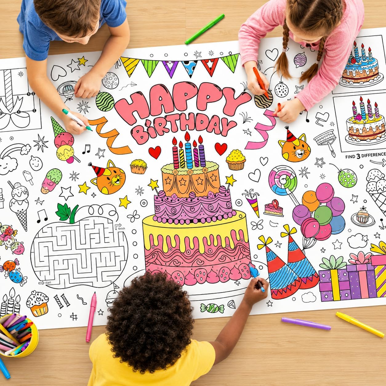 Kids Giant Coloring Poster DIY - Table Cloth Disposable ulasan dan harga