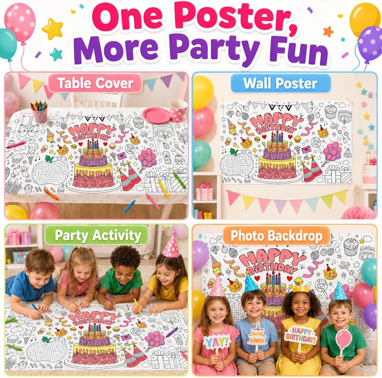 Kids Giant Coloring Poster DIY - Table Cloth Disposable ulasan dan harga