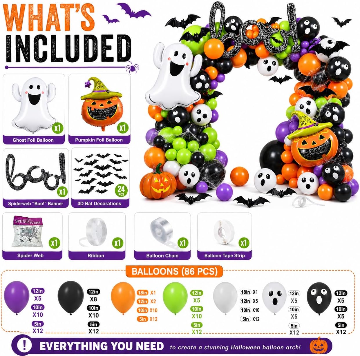 184Pcs Halloween Balloon Arch  - Balloon Arch Kit ulasan dan harga