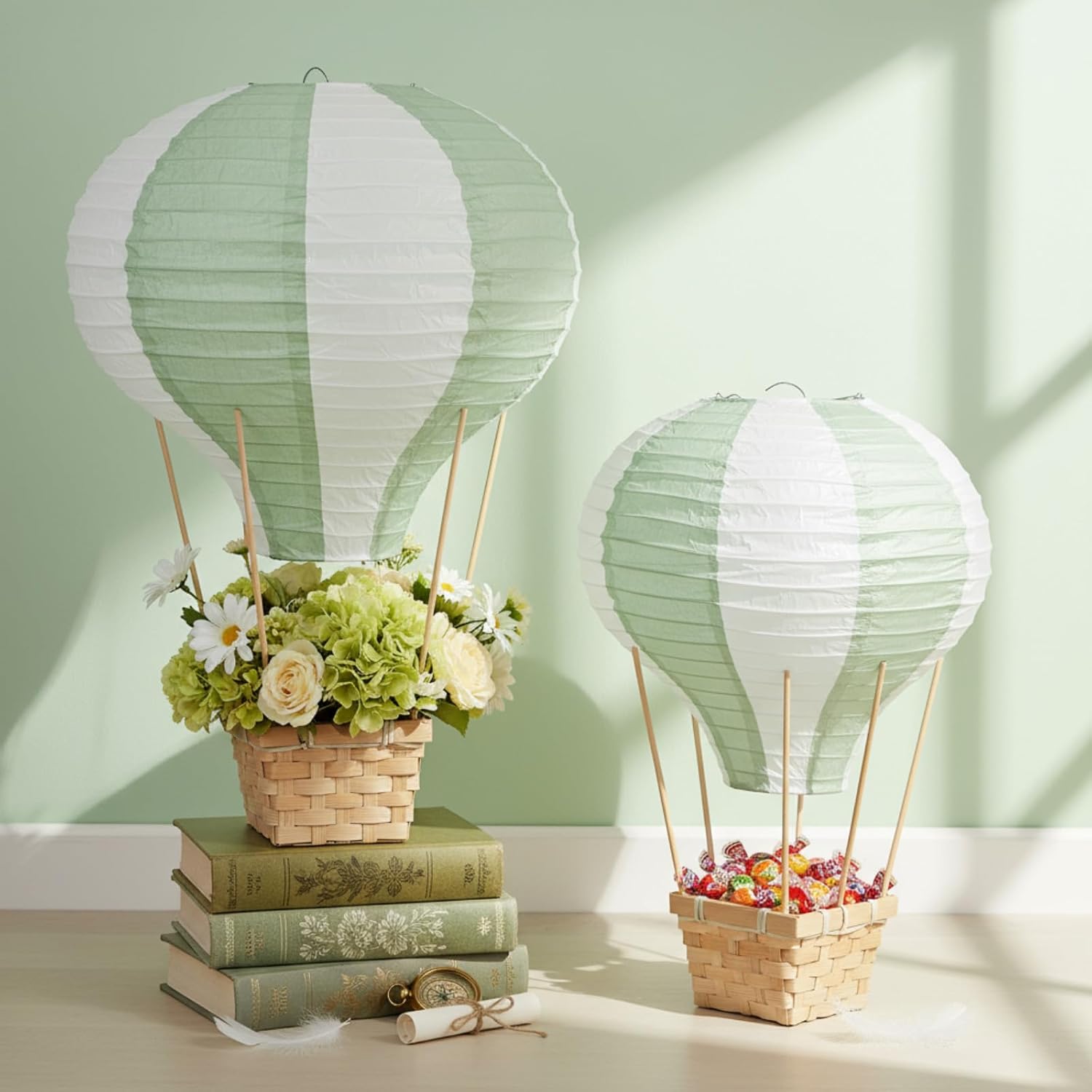 6-24PCS Sage Paper Lanterns Bi - Centerpiece Stick ulasan dan harga