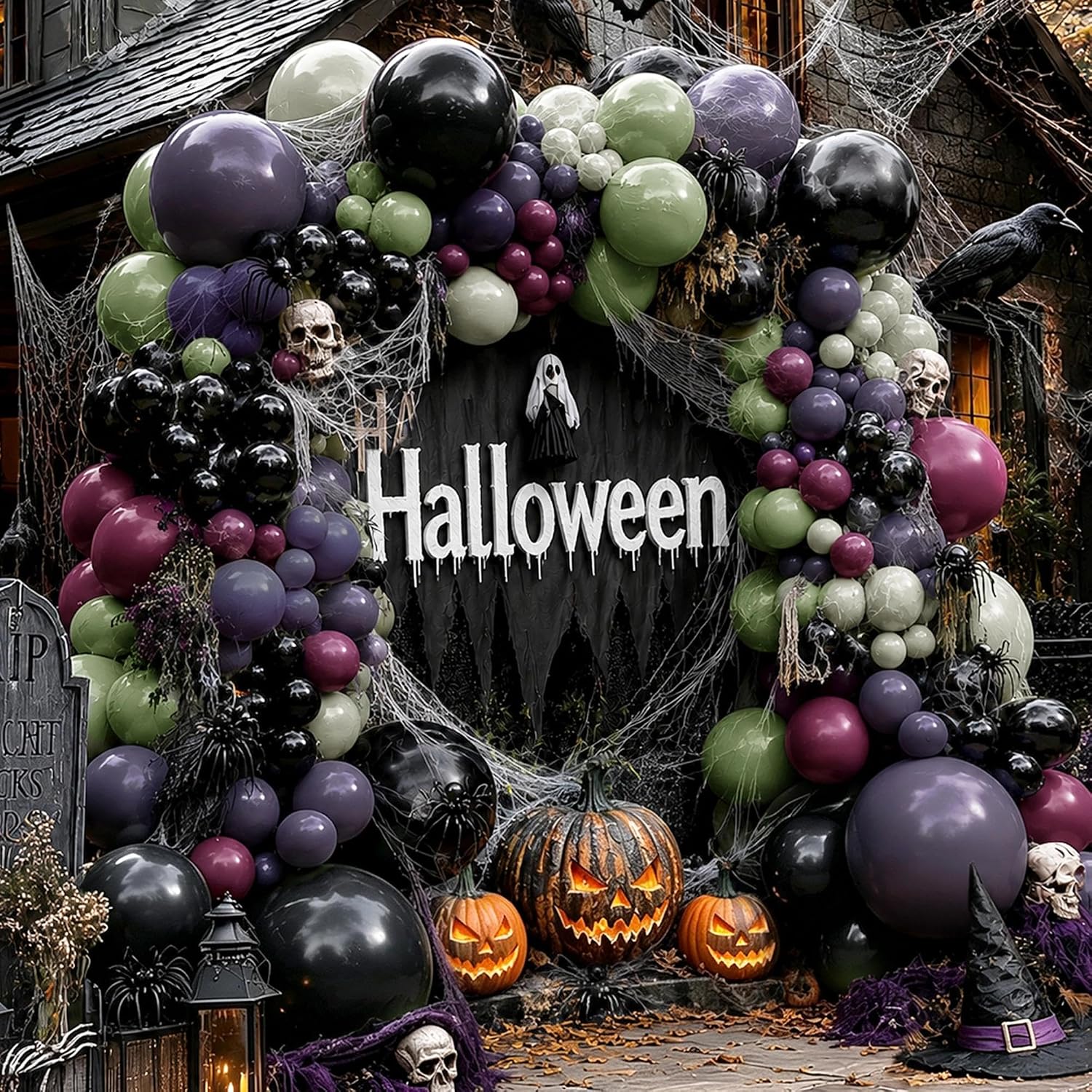 Black Purple Green Halloween S - Balloon Arch Kit ulasan dan harga