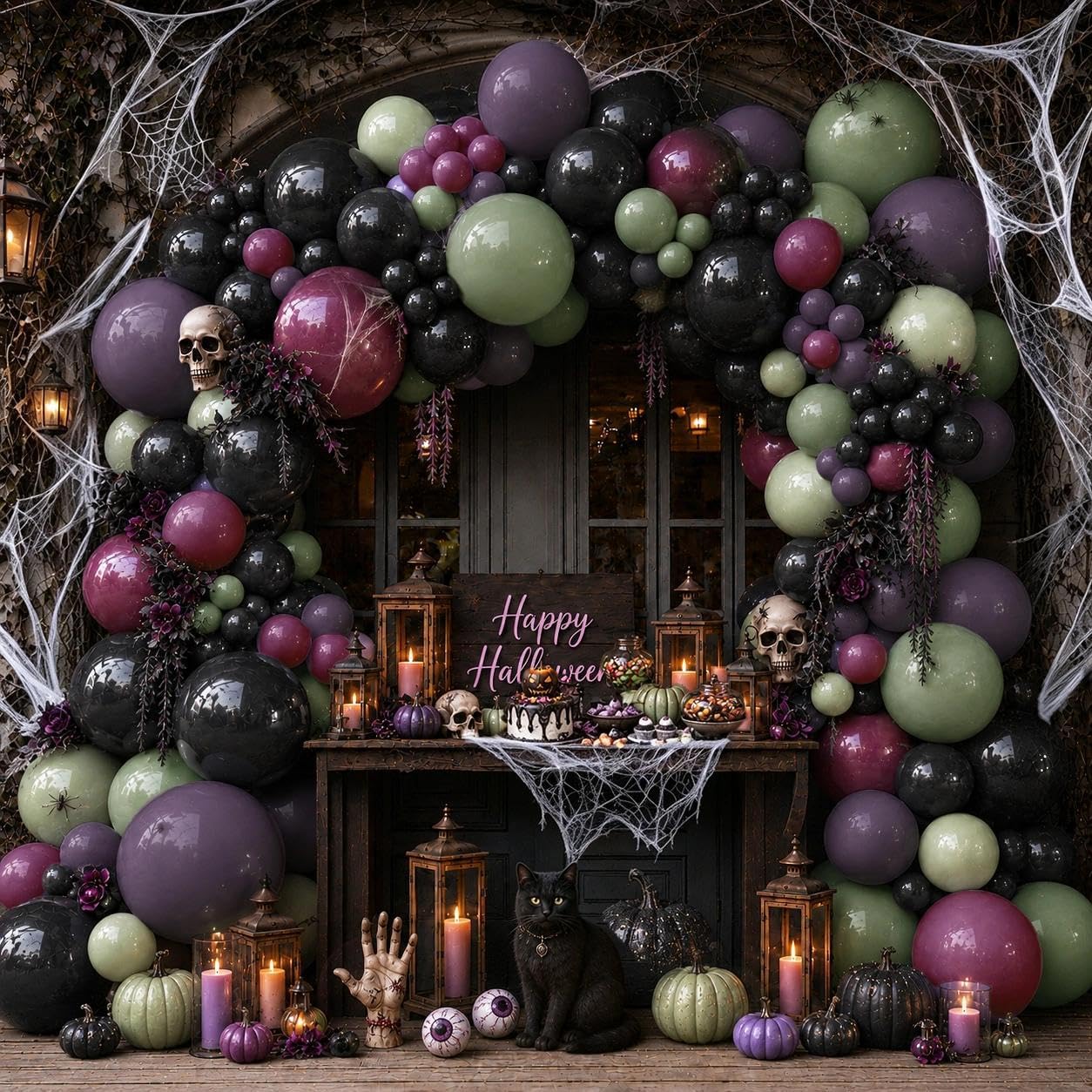 Black Purple Green Halloween S - Balloon Arch Kit ulasan dan harga