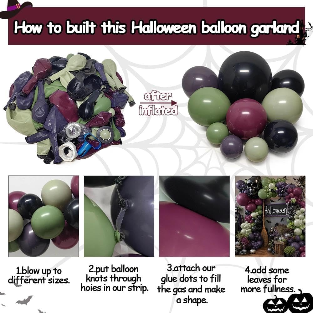 Black Purple Green Halloween S - Balloon Arch Kit ulasan dan harga