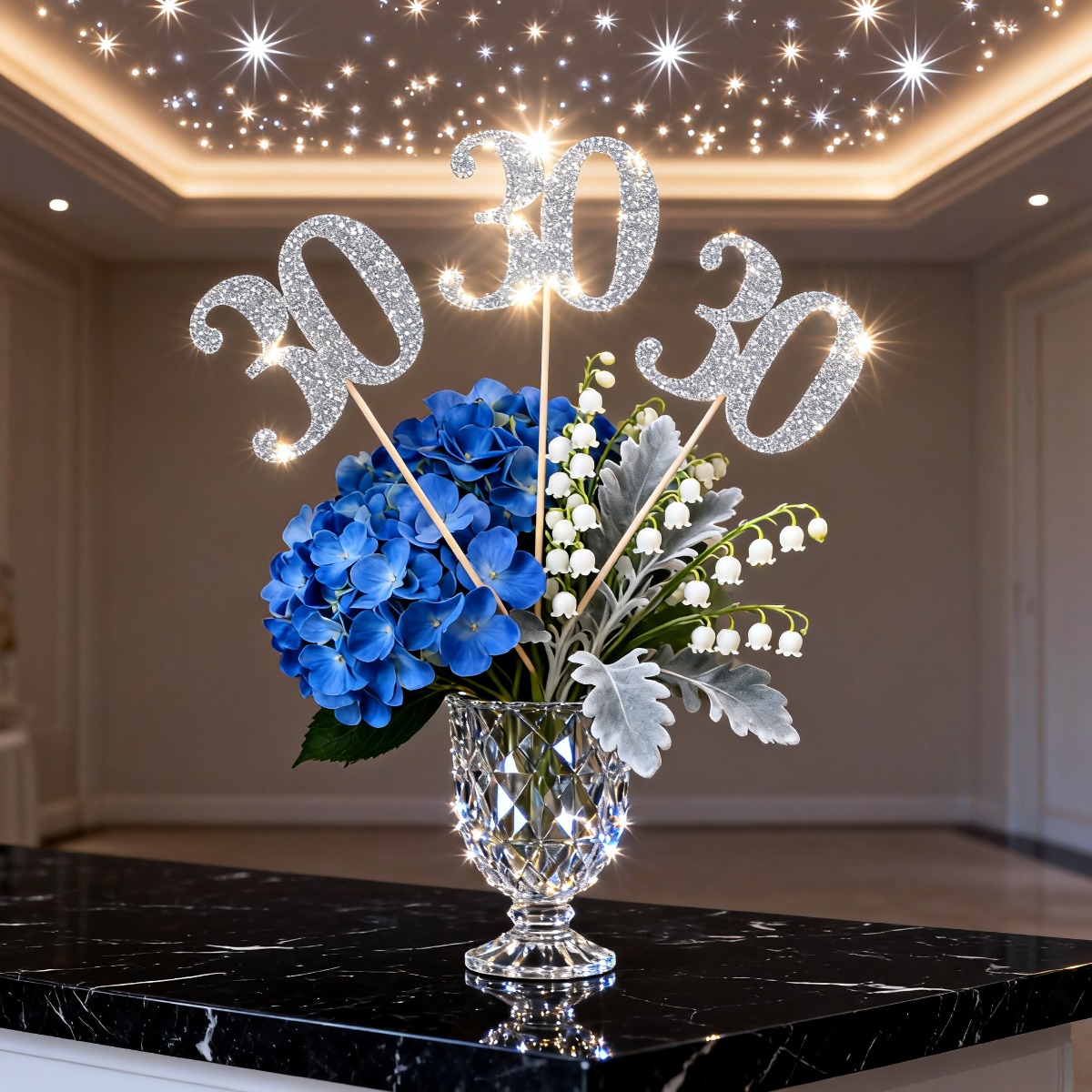 9pcs Silver Glitter 30th Birth - Centerpiece Stick ulasan dan harga