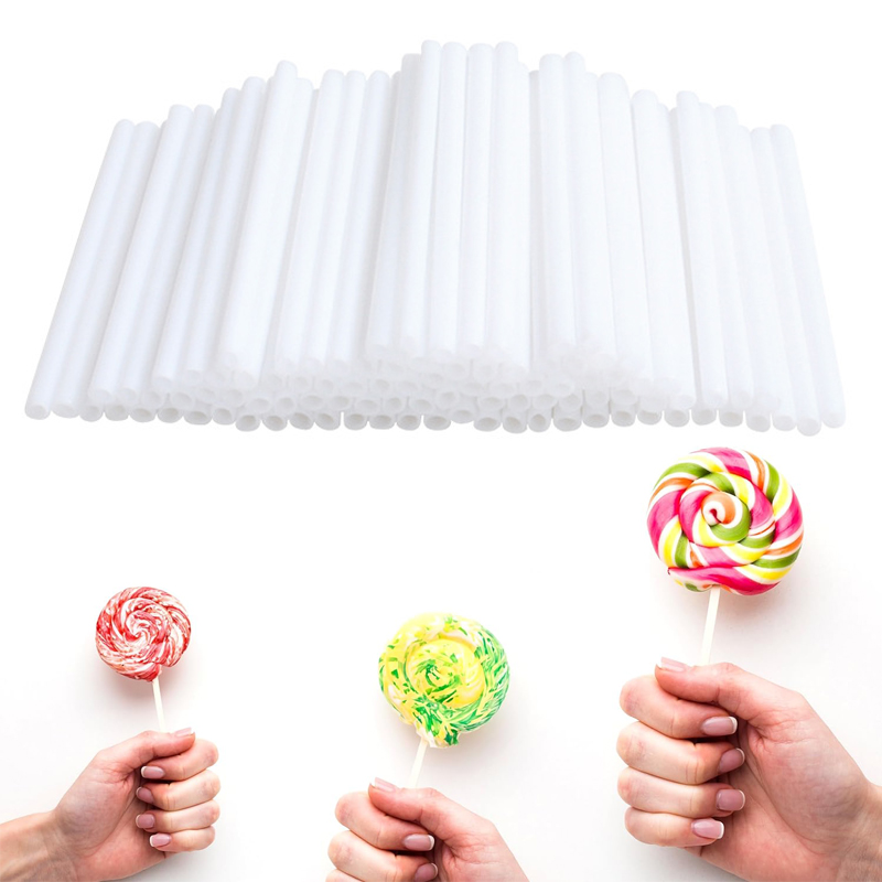 100Pcs DIY Candy Sticks Lollip - Cotton Candy Cone ulasan dan harga
