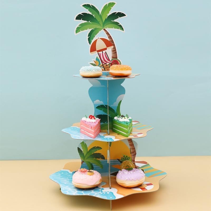 3 Tier Hawaiian Beach Cupcake  - Cupcake Stand Tier ulasan dan harga