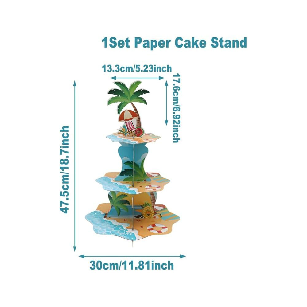 3 Tier Hawaiian Beach Cupcake  - Cupcake Stand Tier ulasan dan harga